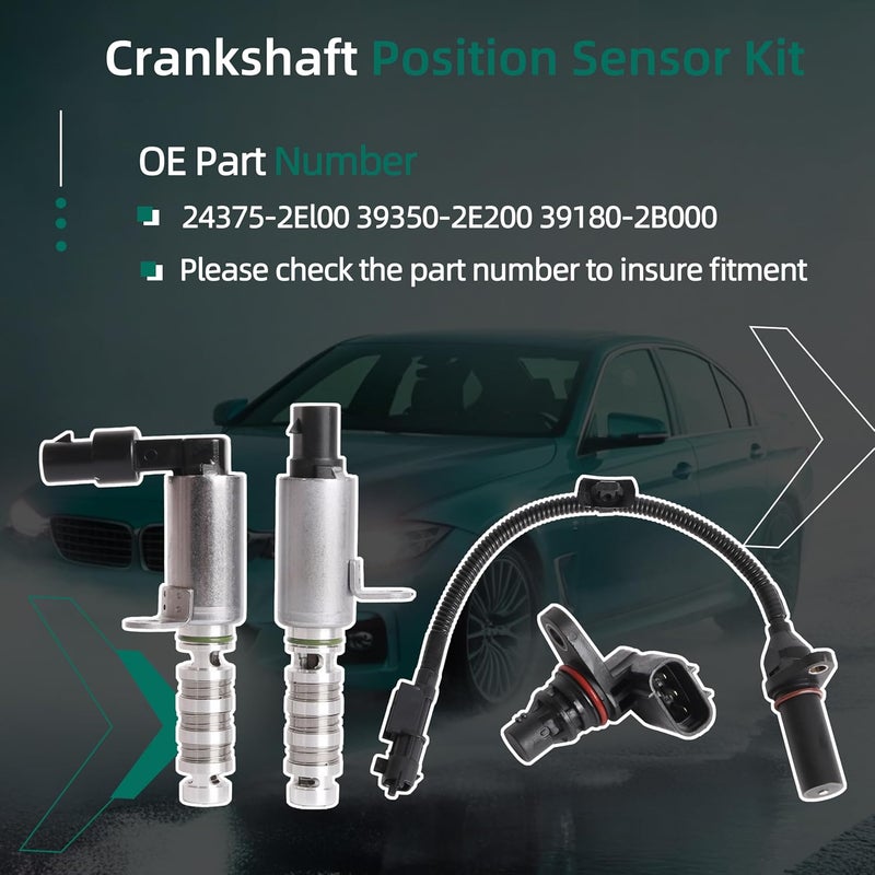 Riyhch Intake & Exhaust Variable Valve Timing VVT Control Solenoid Crankshaft Position Sensor Kit Fit for Hyundai, for Kia 2016-2021 2.0 L Replace ‎24375-2El00 39350-2E200 39180-2B000 - Image 3
